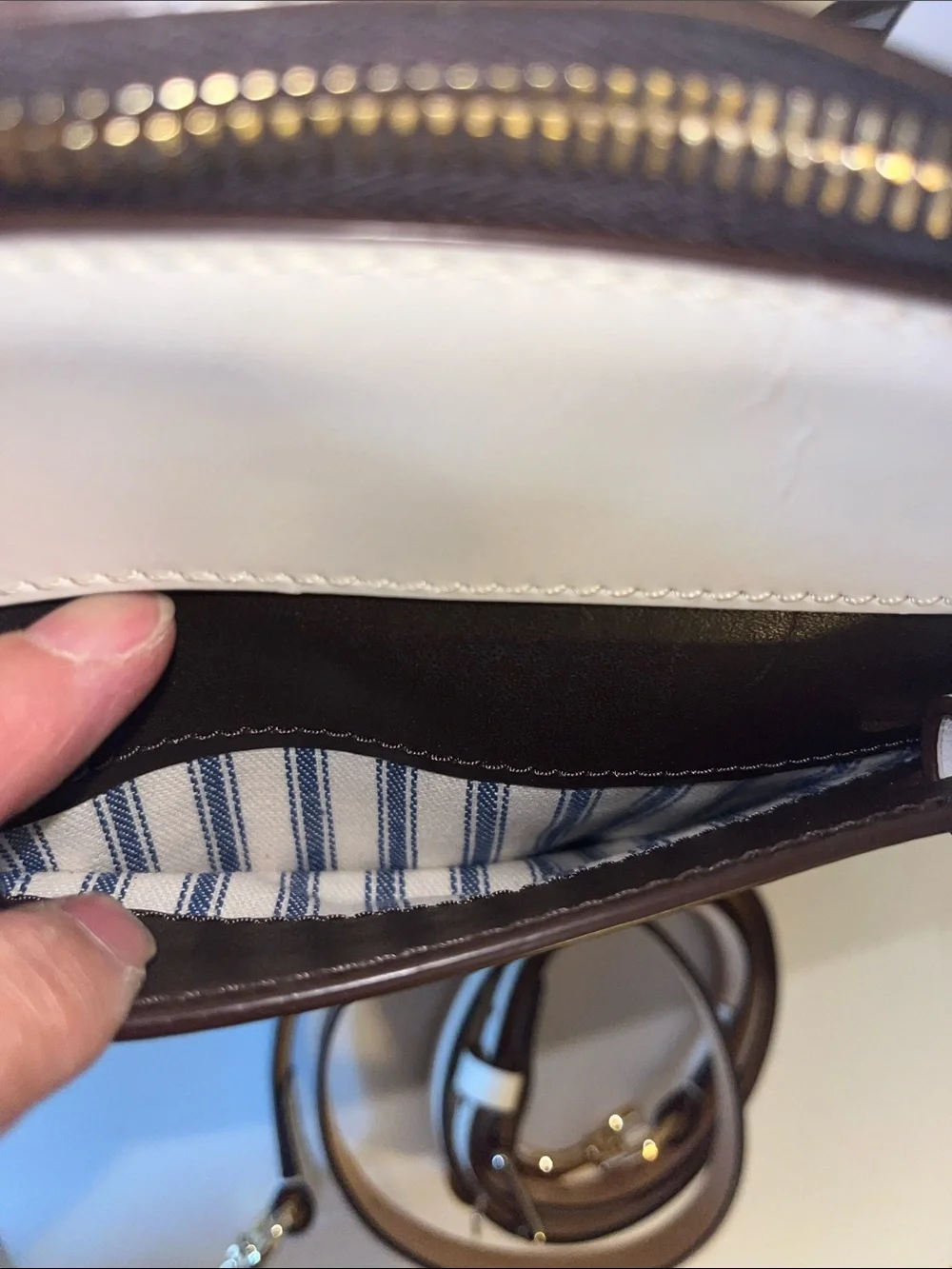 NWOT Dooney & Bourke Cream and Tan Woven Dome Satchel with Crossbody Strap